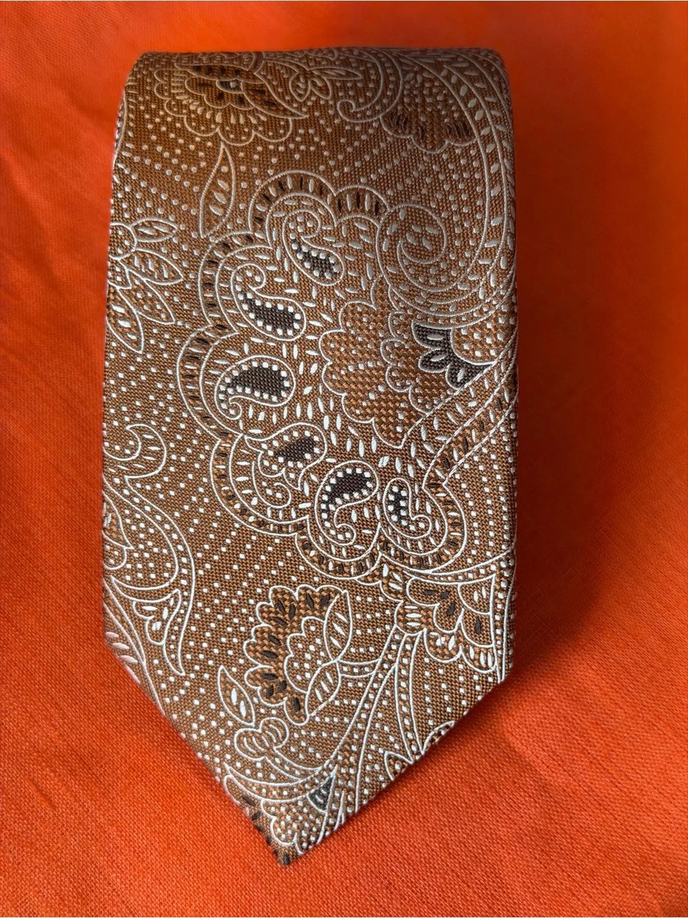 W.W. Chan & Sons Brown Paisley Silk Tie